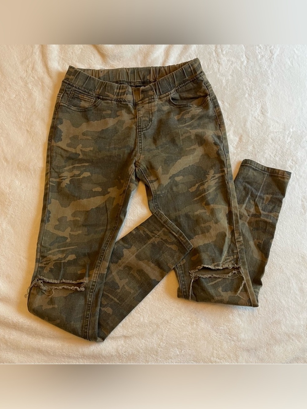 American Bazi Fairy Grunge Camo Distressed Low Rise Skinny Jeans Pants Sz M